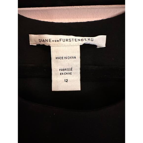 Diane Von Furstenberg DVF Structured Black Knee Length Short Sleeve Dress 12 - Picture 7 of 13